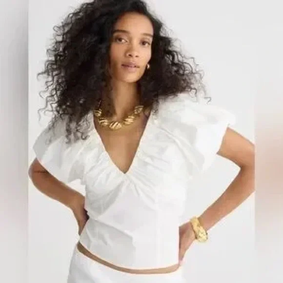 NWT J.Crew Cecily top in stretch cotton poplin blend - Picture 2 of 12